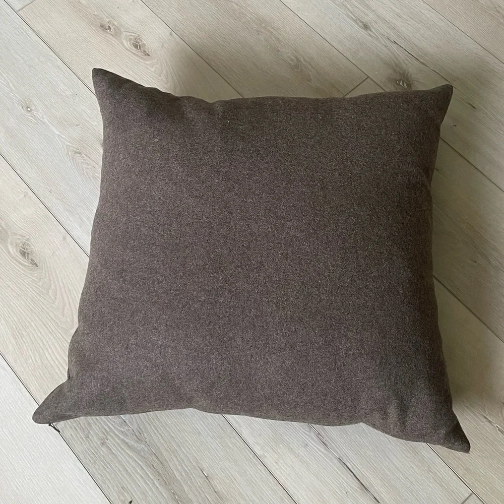 Brown Wool Square Accent Throw Pillow